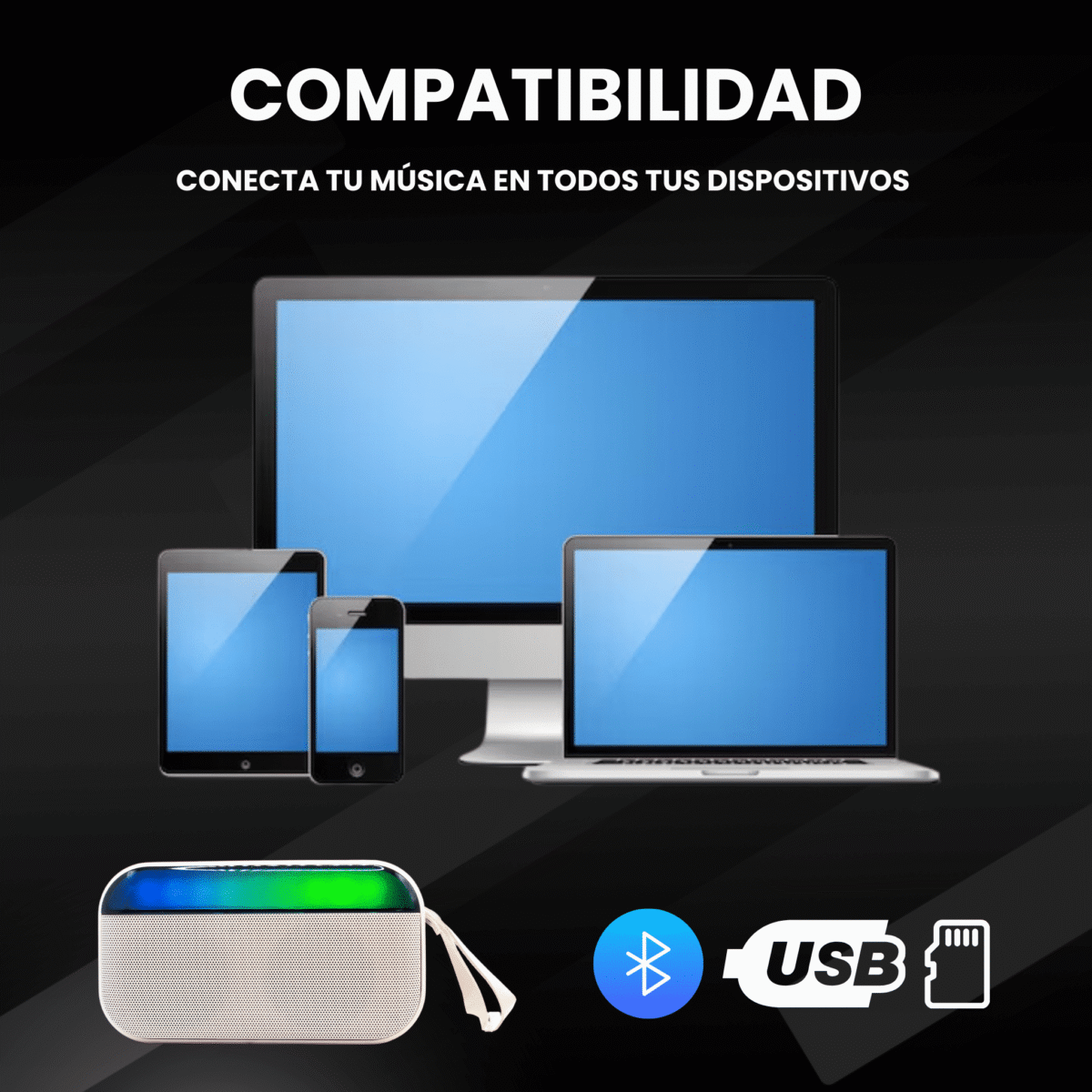 BOCINA BT/FM/USB/SD CYBERSHOP BLANCA - Imagen 4