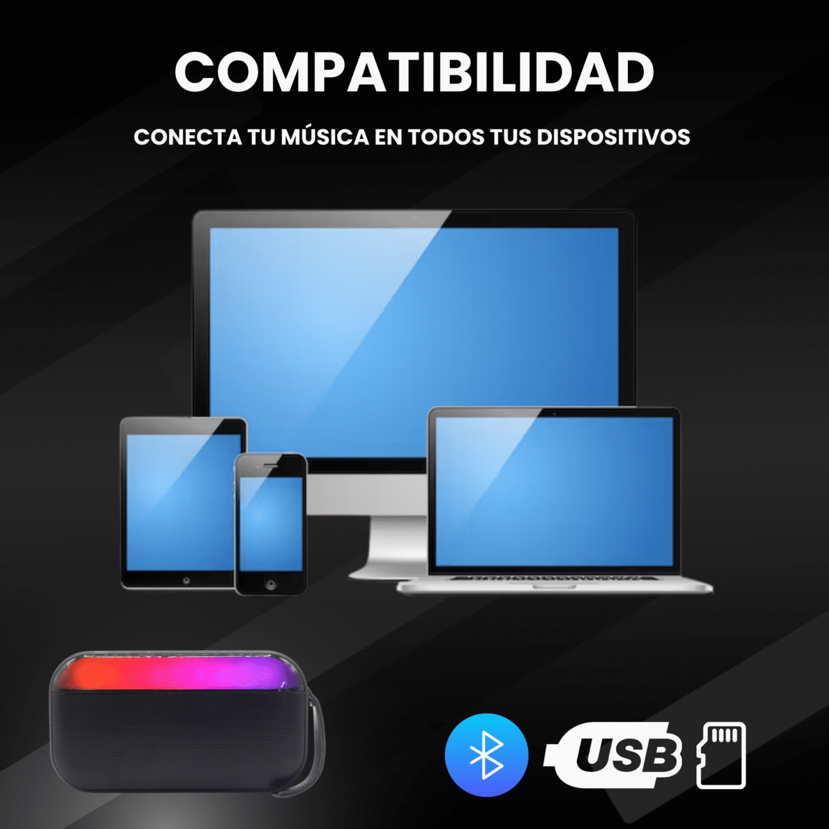 BOCINA BT/FM/USB/SD CYBERSHOP NEGRO - Imagen 4