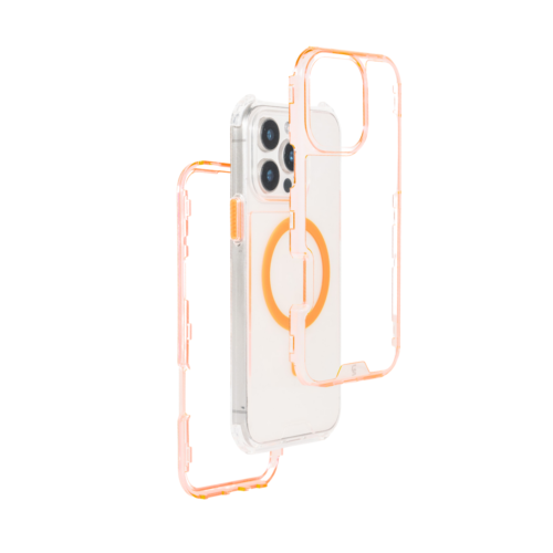 FUNDA MAGSAFE 3IN1 TRANSPARENTE NARANJA IPHONE 16 - Imagen 4